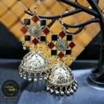 Glamorous Red Black Oxidized Jhumka