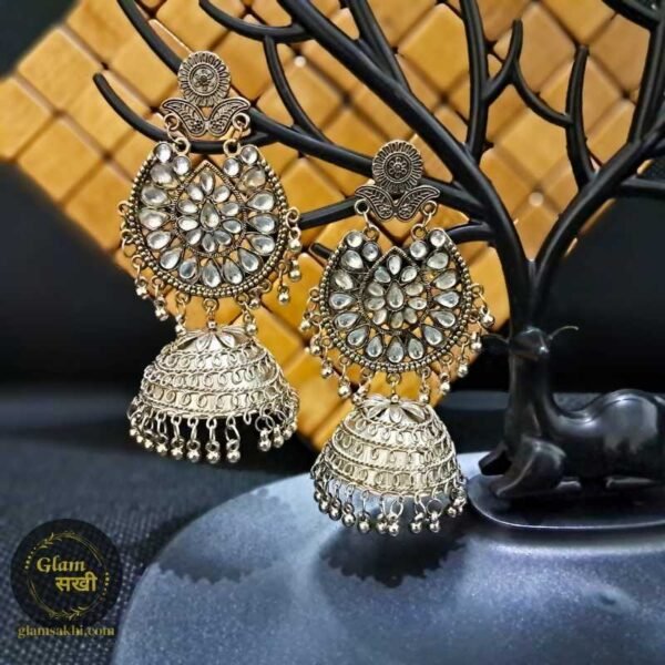 Glamorous Classic Oxidized Meenakari Jhumka