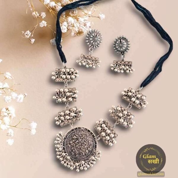 Glamorous Designer Ghungroo Oxidized Necklace Set 4