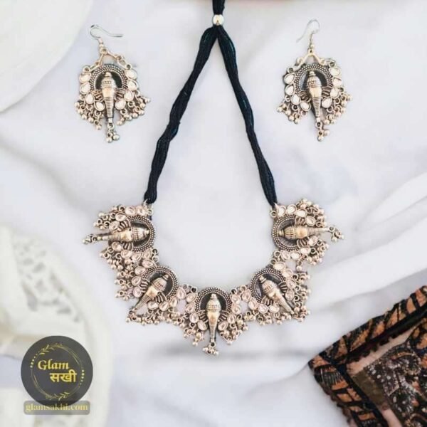 Glamorous Ganesha Oxidized Choker Set 1