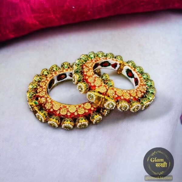 Glamorous Kundan Meenakari Rajwadi Bangles 2