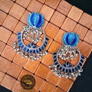 Glamorous Lotus Ghungroo Oxidized Earrings