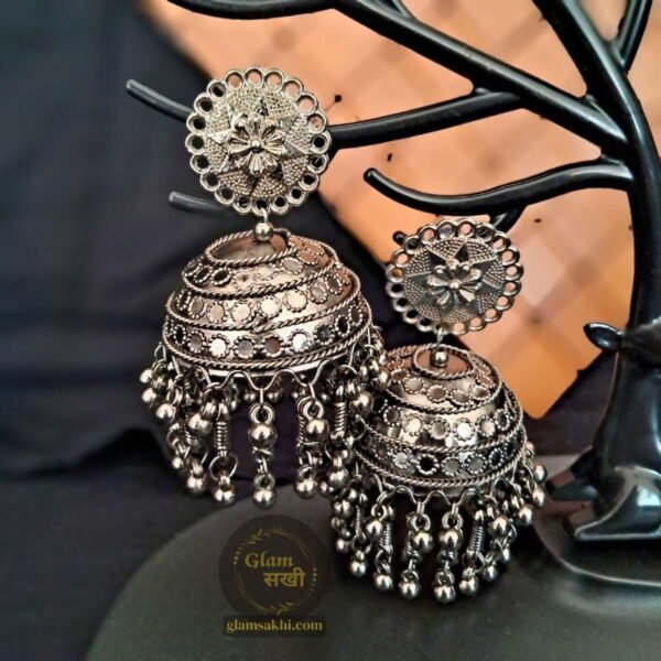 Oxidised Ghungroo Earrings Jhumka