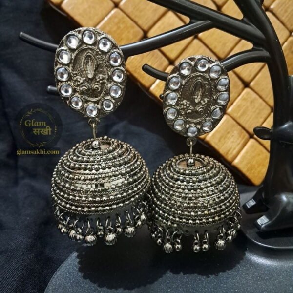 Stylish Black Oxidized Jhumka By Glam Sakhi